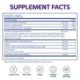 Bio-Heal Pro+ 6-in-1 Probiotic Capsules (Professional Strength Probiotic) Supplement Facts label with detailed nutritional information and certification logos on a white background.