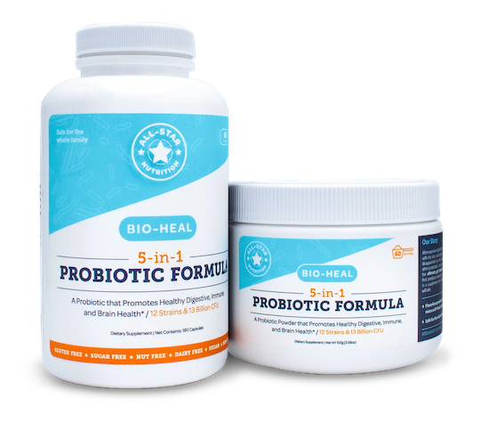 5-in-1 probiotic formula bottles